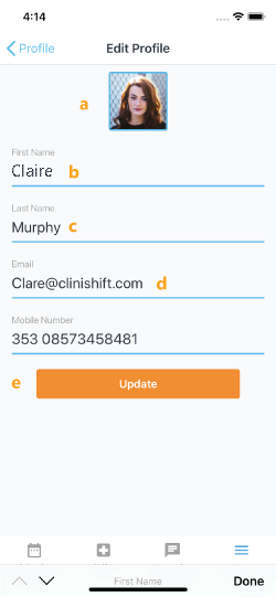 Edit my profile - CliniShift : CliniShift