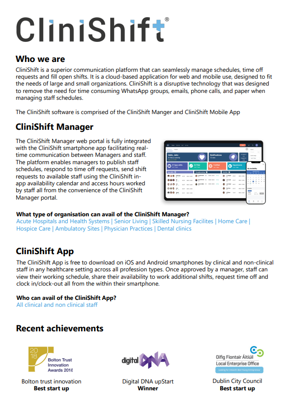 CliniShift product overview